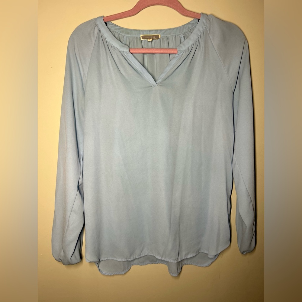 Baby Blue Relaxed V-Neck Blouse